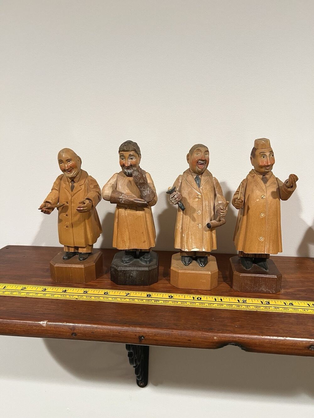 Vintage Anri Italy Hand Carved Wood Painted 7" Doctor Figurine Lot Of 4
